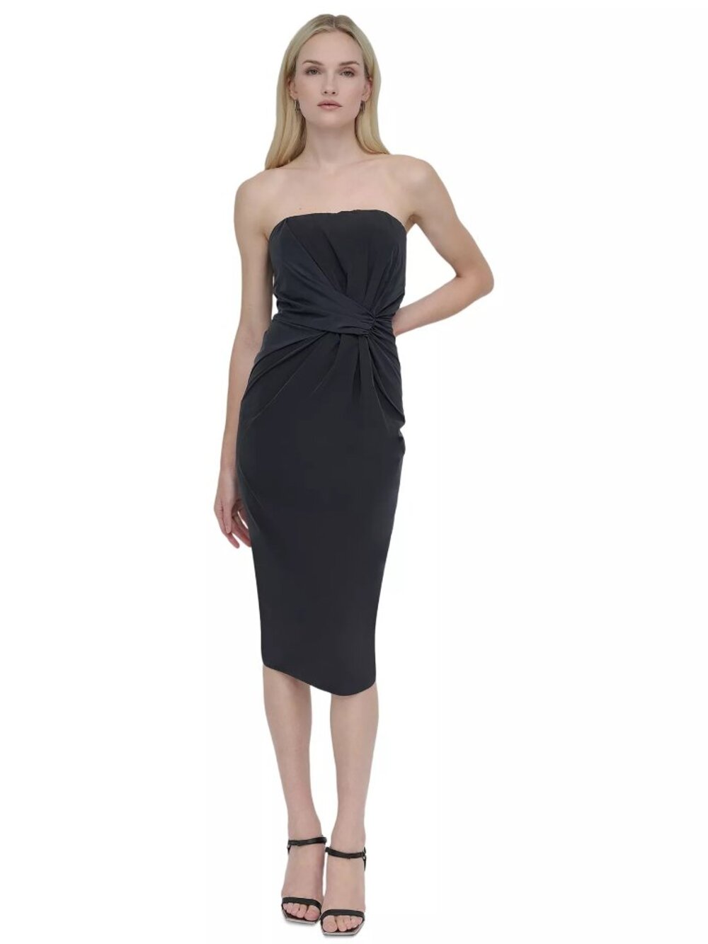 DKNY Women's Strapless Ruched-Front Tube Dress Black